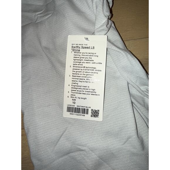 NWT Lululemon Swiftly Speed Long Sleeve *Shine
White / White / Silver 10 - Picture 5 of 6